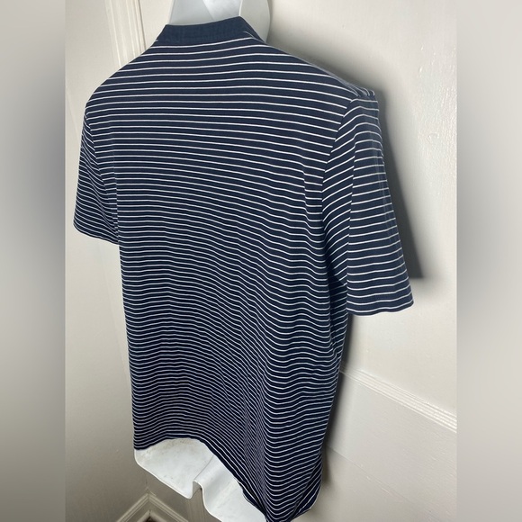 HUGO BOSS Men's Navy Striped Henley Shirt - Picture 4 of 4